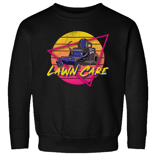Funny Lawn Mower Mowing 80s Or 90s Yard Work Lawn Sweatshirts
