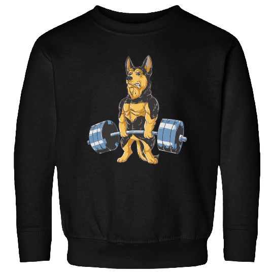German Shepherd Working Out Funny Doberman gym Sweatshirts