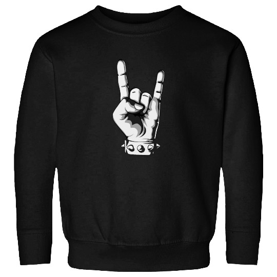 Rock And Roll Finger Sign Music Cool Rock Band Pun Sweatshirts