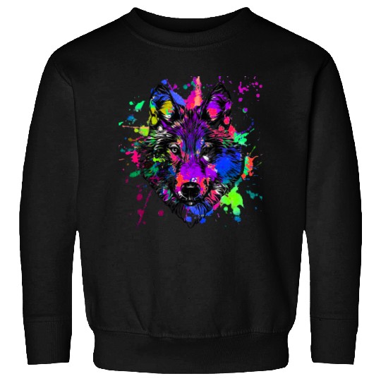 Paint Splatter Wolf Sweatshirts