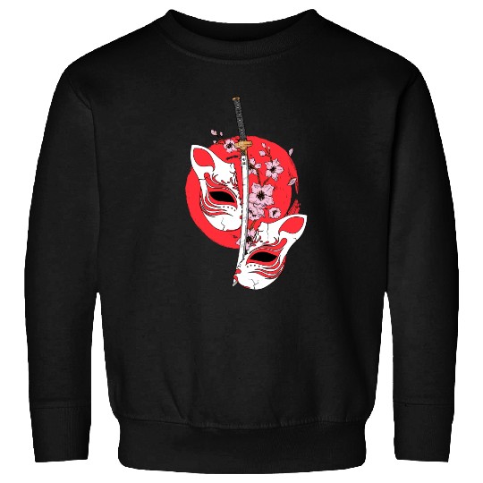 Kitsune mask Japanese sword Katana Japanese Sweatshirts