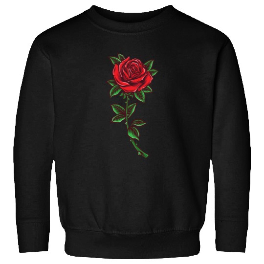Red rose, Rose stem Sweatshirts