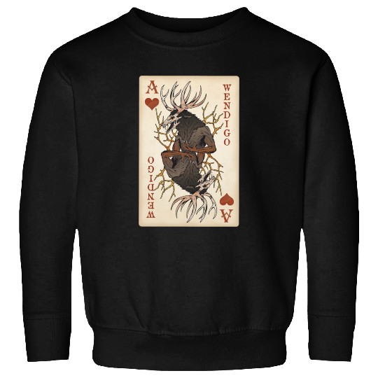 Wendigo Playing Card - Ace of Hearts Cryptid Art Sweatshirts
