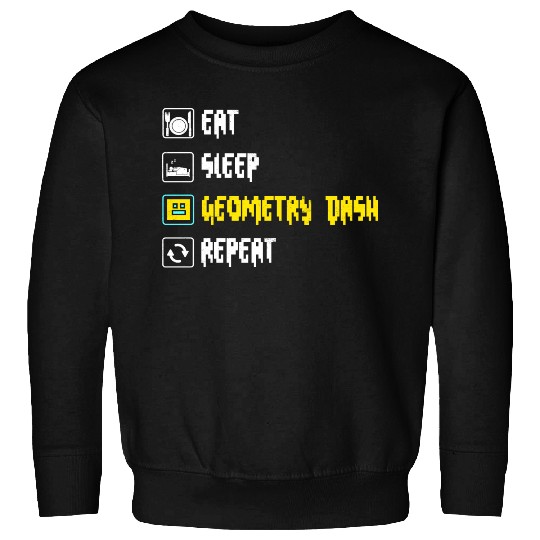 Eat sleep geometry dash repeat retro Jumper Repeat Sweatshirts