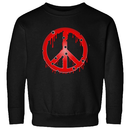 Red Peace Sign With Bullet Holes Bleeding Sweatshirts