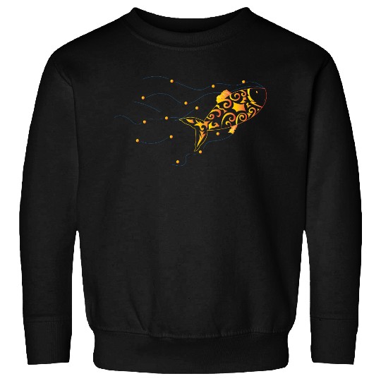 Artsy gold fish waves Sweatshirts