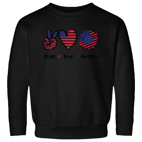 Peace Love America 4th July Gift Sweatshirts Design