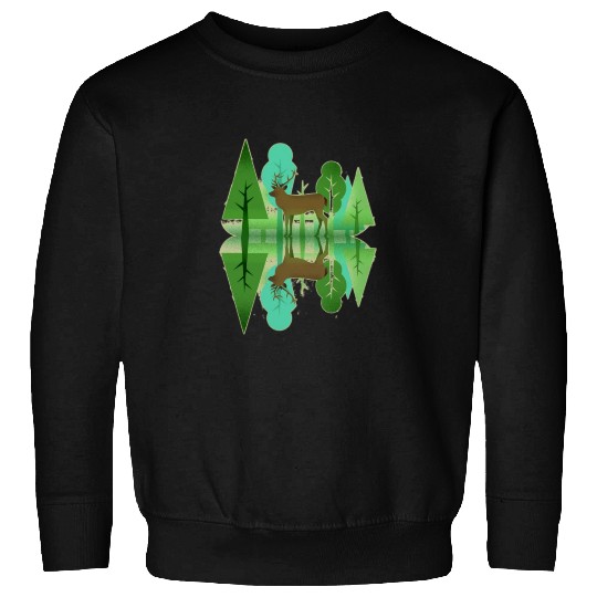 Forest deer reflection Sweatshirts