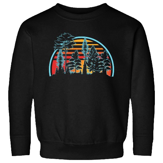 Retro Style Wildlife Trees Outdoors Nature Forest Sweatshirts
