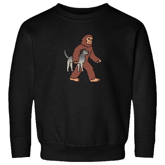 Bigfoot Sasquatch Walking Irish Wolfhound Sweatshirts