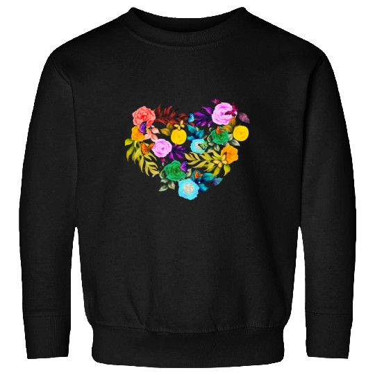 Pride Love - Heart shape Flowers with Butterflies Sweatshirts
