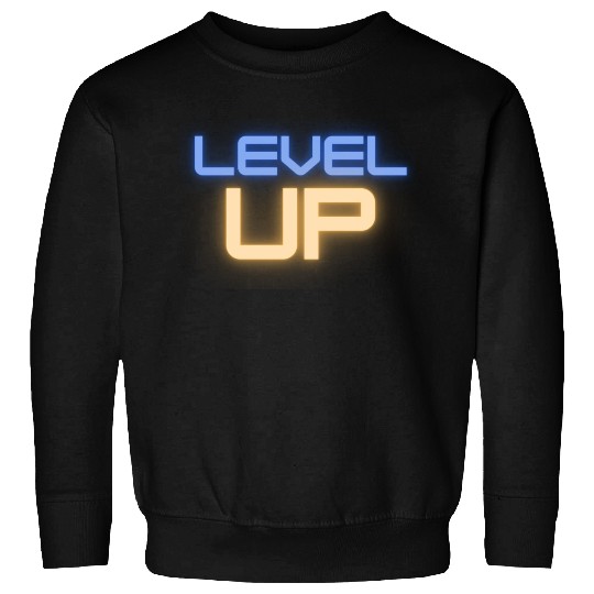 Black Level Up Neon Typography Sweatshirts