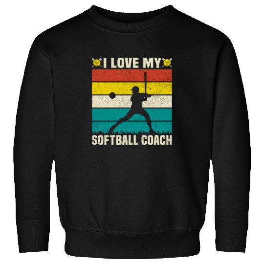 Retro Vintage Style I Love My Softball Coach Sweatshirts