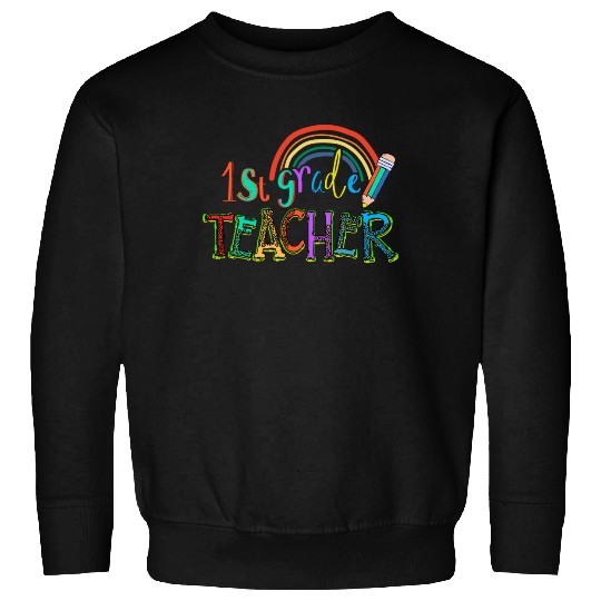 Leopard 1st Grade Teacher Rainbow Sweatshirts