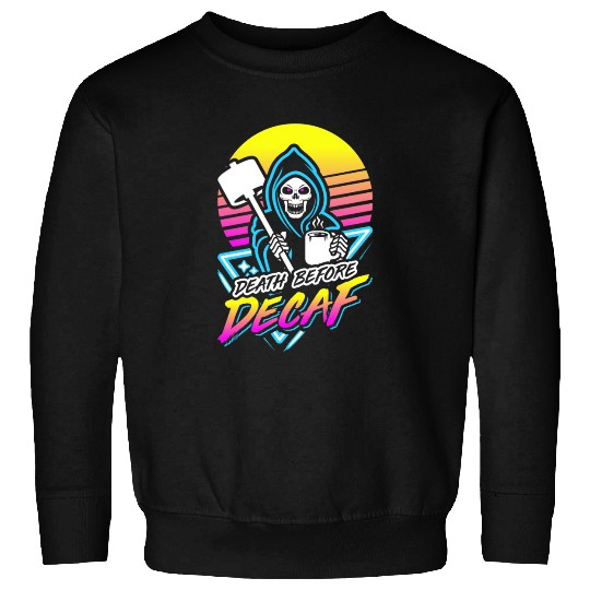 Death Before Decaf (Gym Reaper) Retro Neon Sweatshirts