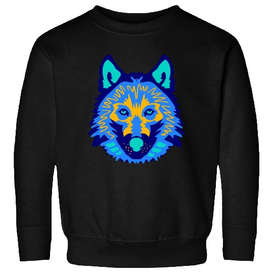 blue wolf face Sweatshirts
