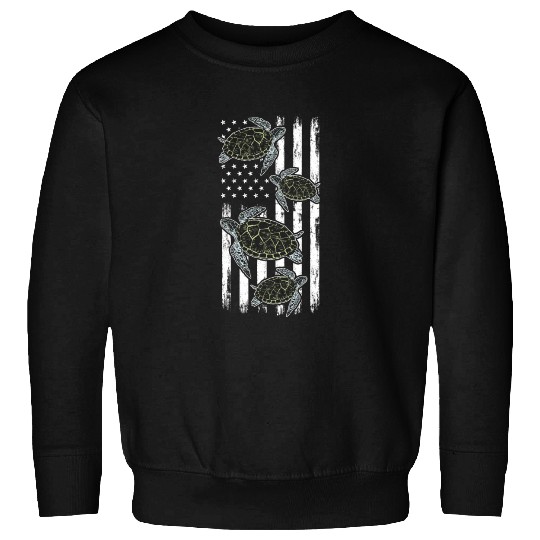 Sea Turtles US Flag Turtles American Flag Turtles Sweatshirts