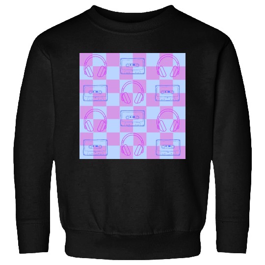 1980's Music Checkerboard - blue and purple Sweatshirts
