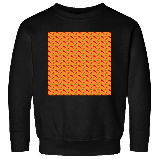 Red Chilli Pepper Pattern on orang Sweatshirts