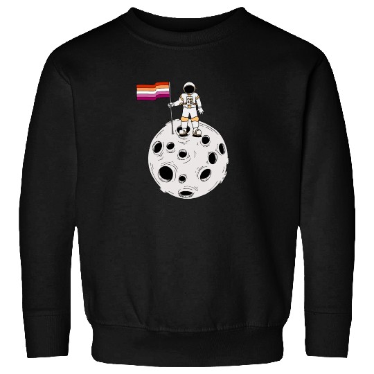 Lesbian Astronaut On Moon Lesbian Flag Sweatshirts