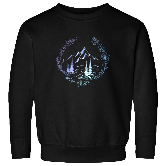 Flower Mountain Landscape Wilderness Mountaineer Sweatshirts