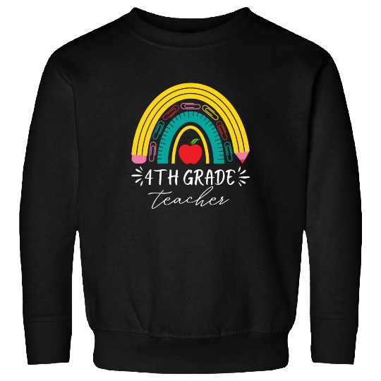 4th grade teacher back to school rainbow pencil Sweatshirts