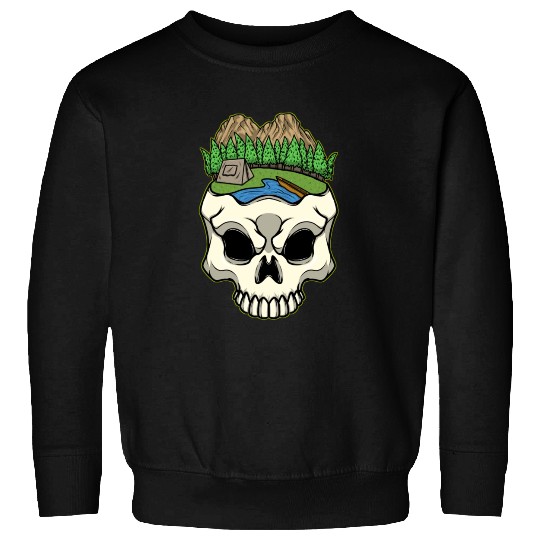 Skeleton Head Camp Campsite Camper Camping Sweatshirts