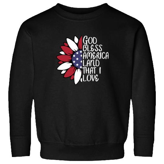 God Bless America Sunflower God Bless USA Sweatshirts