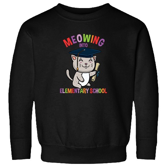 Moewing Into Elementary School Cat Back To School Sweatshirts