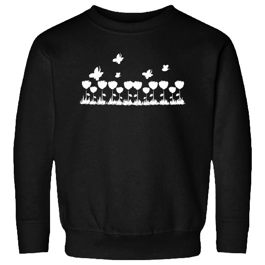 roses line butterfly nature grass Sweatshirts