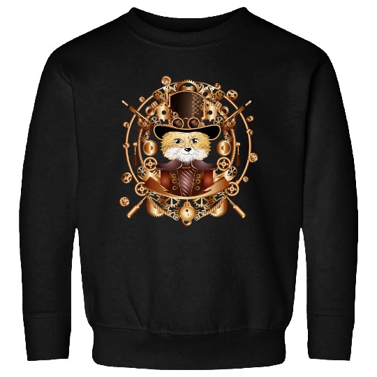 Steampunk fox with cylinder hat in the frame Sweatshirts