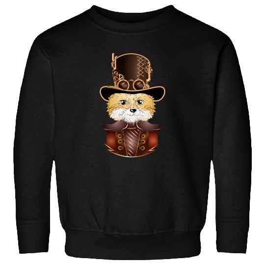Steampunk fox with ancient cylinder hat look Sweatshirts