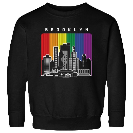 Brooklyn New York Skyline Rainbow Flag Sweatshirts