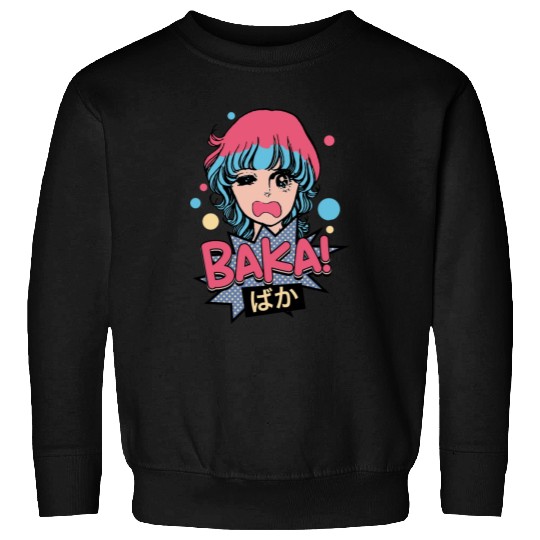 Baka! Japanese Aesthetic Otaku Girl Vintage Sweatshirts