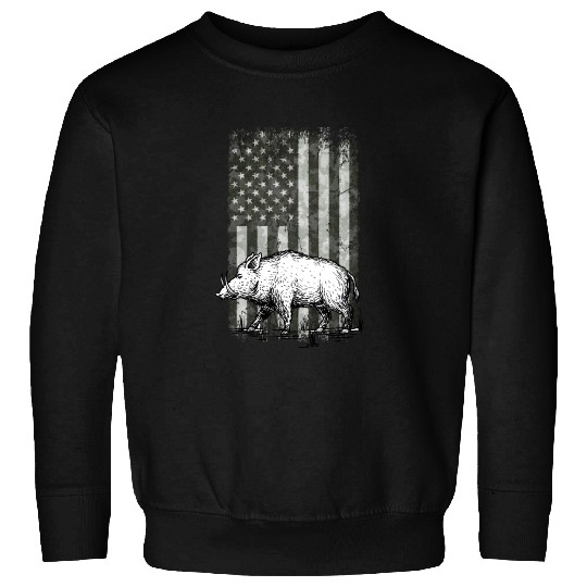 Patriotic Wild Boar Hunting Season For Hog Sweatshirts