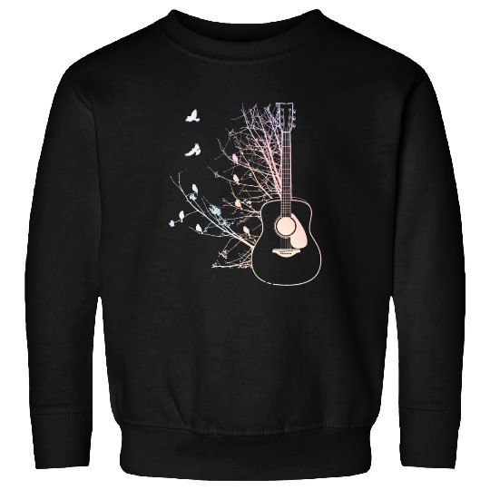 Colorful Acoustic Guitar Birds Nature Music Sweatshirts