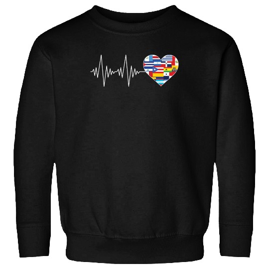 Hearts Beat Spanish Flags Hispanic Heritage Month Sweatshirts