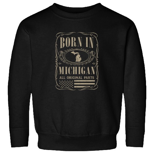 Vintage America US States Born Michigan Sweatshirts