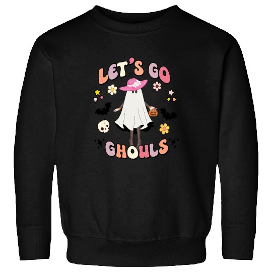 Cute Halloween Retro Floral Pumpkin Pink Girls Sweatshirts