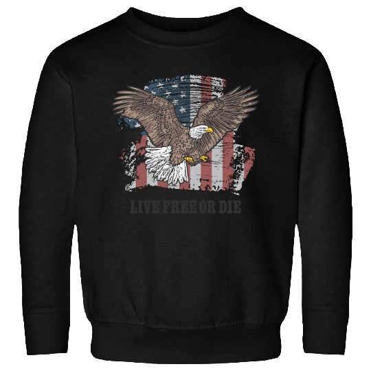 Live Free or Die - Bald Eagle - Grunge American Fl Sweatshirts
