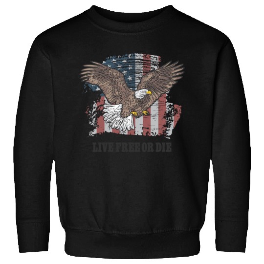 Live Free or Die - Bald Eagle - Grunge American Fl Sweatshirts