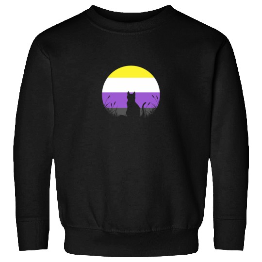 Cat Moon LGBT Nonbinary Flag Sweatshirts