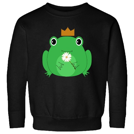 The cute frog with crown and flower Sweatshirts