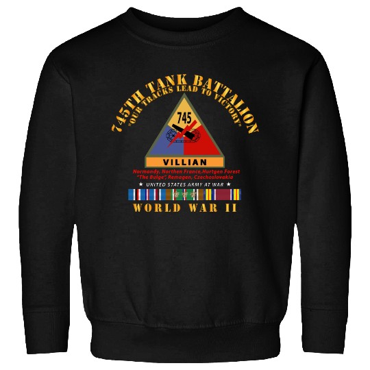 Army 745th Tank Battalion Villian w SSI Name Tape Sweatshirts