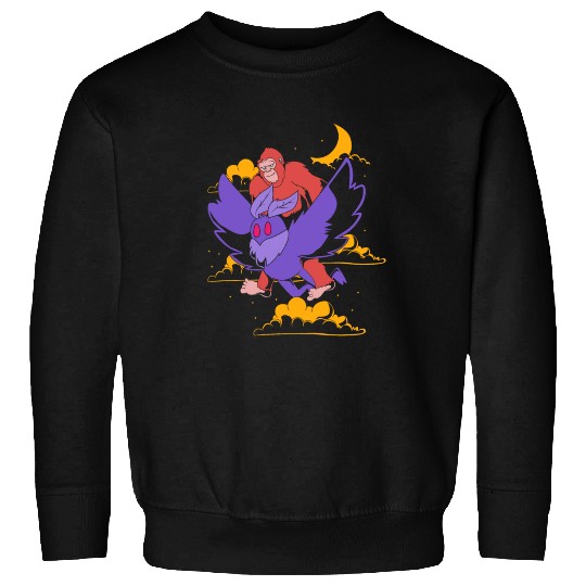 Bigfoot Riding Mothman Funny Cryptozoology Sweatshirts