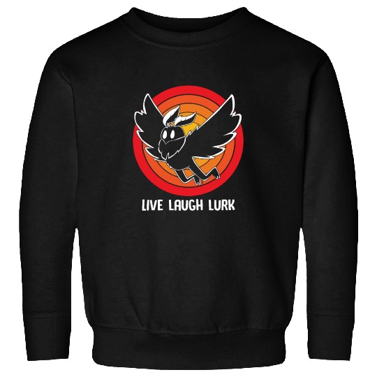 Funny Cryptid Live Laugh Lurk Mothman Sweatshirts