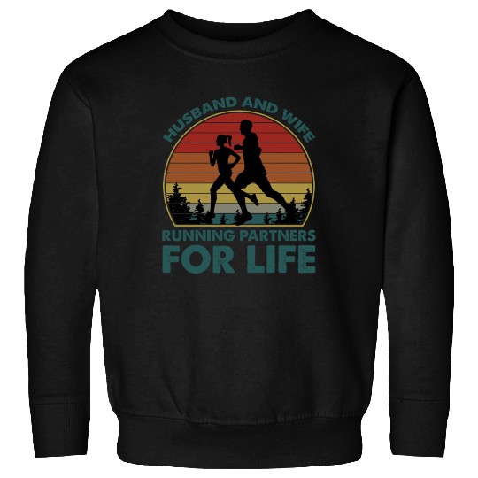 Husband And Wife Running Partners For Life Funny Sweatshirts