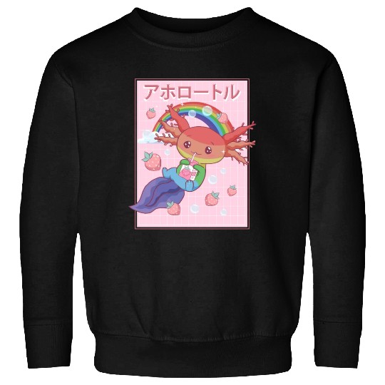 Kawaii Axolotl Strawberry Milk Gay Pride Sweatshirts