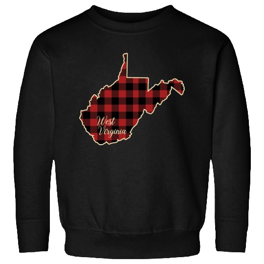 West Virginia Buffalo Plaid Silhouette Home State Sweatshirts