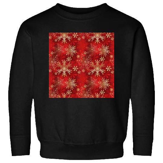 Snowflakes Pattern Red Gold Sweatshirts